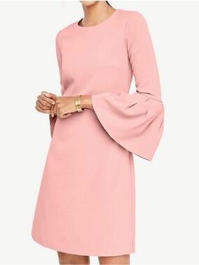 Ann Taylor Dusty Rose Shift Dress with Bell Sleeves